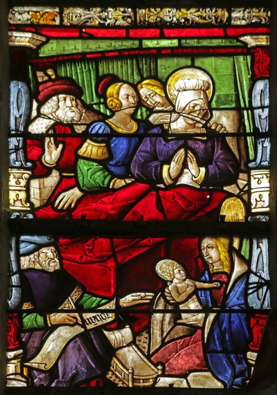 Window depicting the Birth of Saint John the Baptist by French School